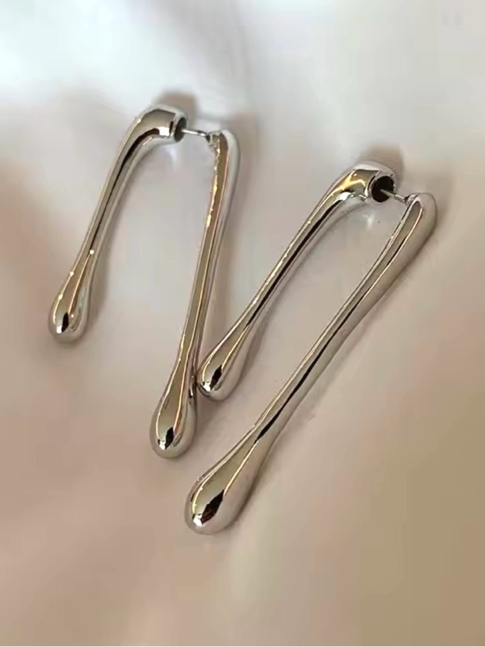 Drippy Drop Drip Front Back Earrings Silver AP28